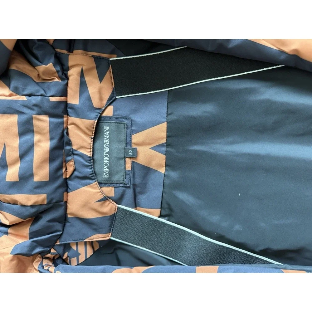 Emporio Armani Black with Orange Lettering Size 50 - NEW Authentic Puffy Jacket - Picture 5 of 7